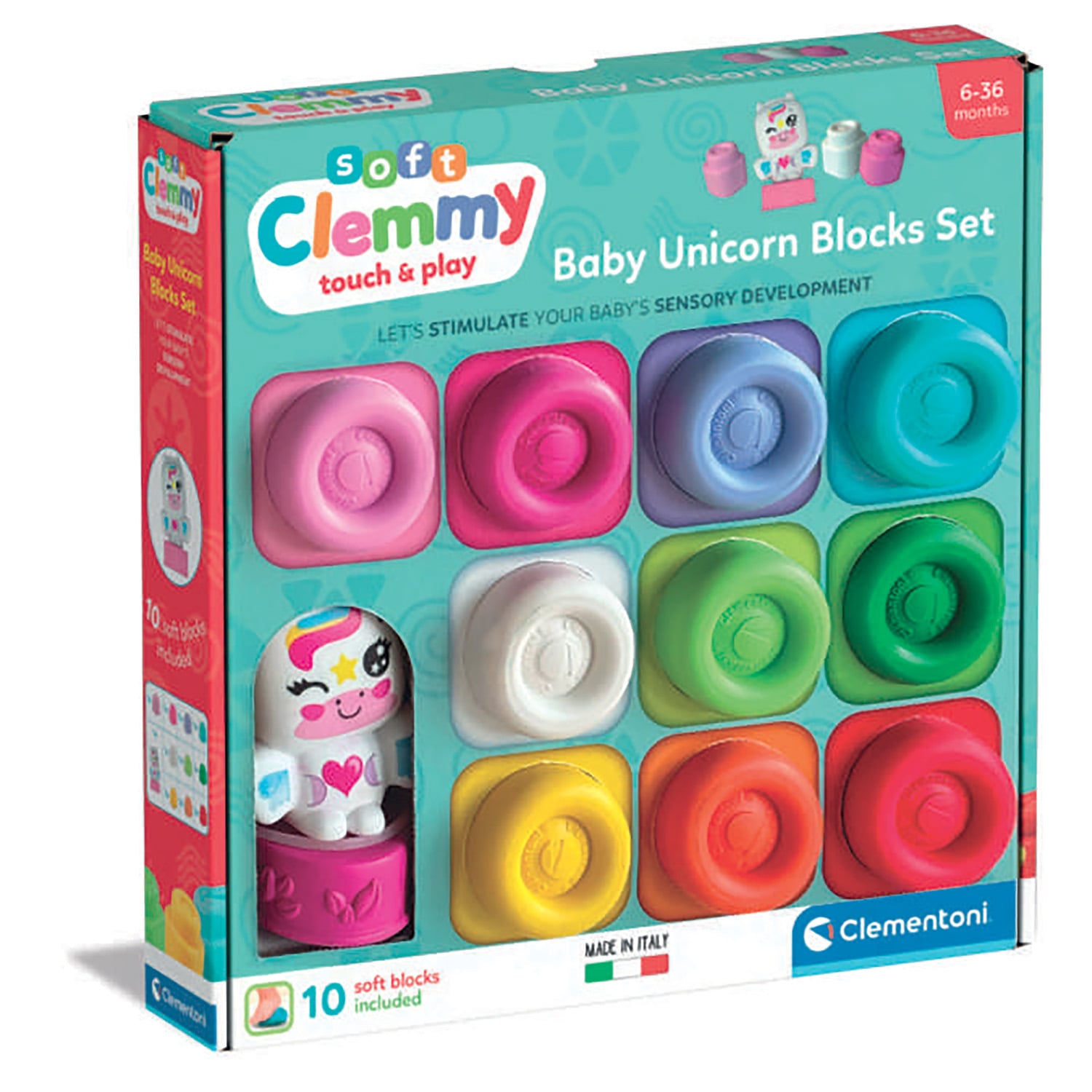 Soft Clemmy Σετ 10 Μαλακά Τουβλάκια & Φιγουράκι Μονόκερος Για 3+ Ετών - Image 4