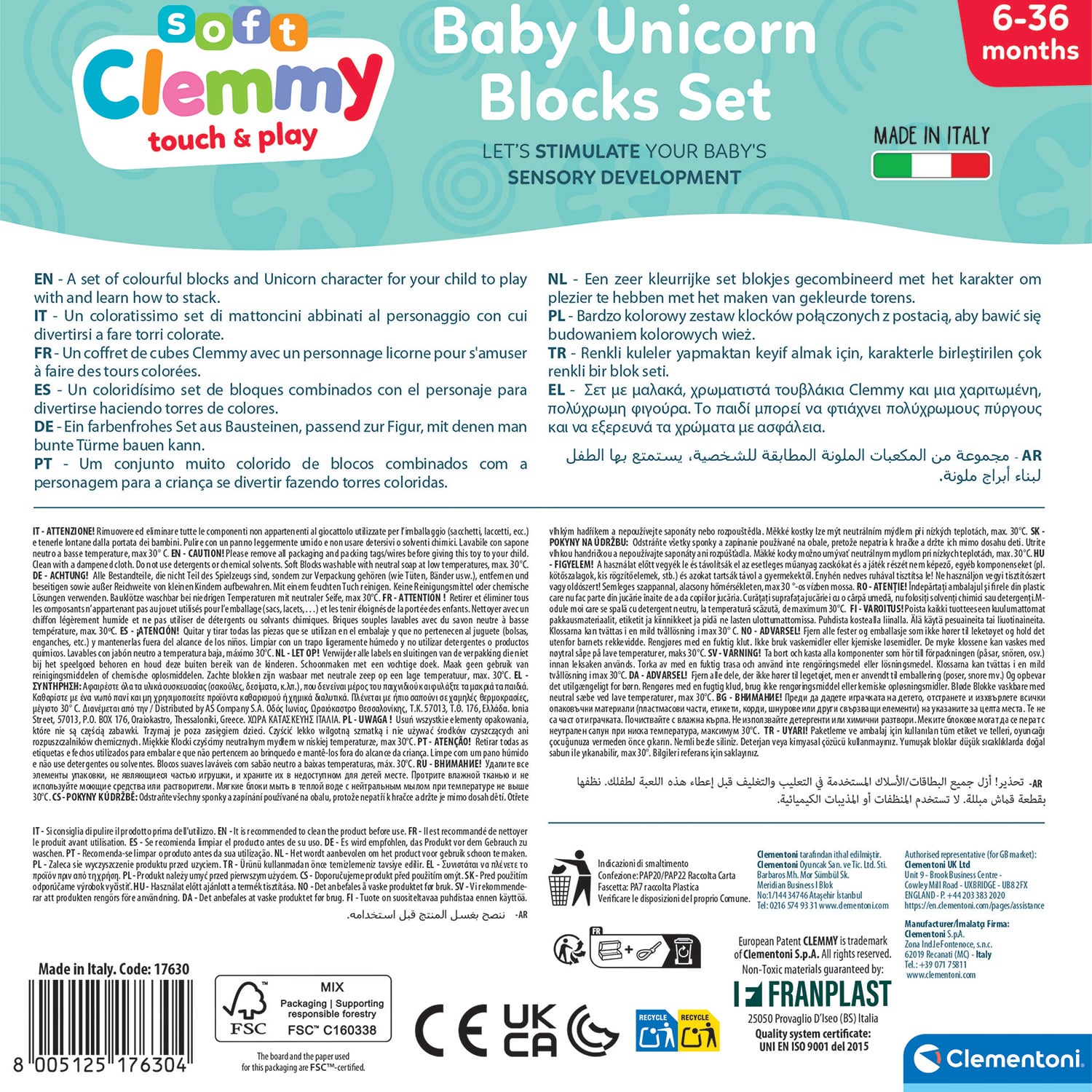 Soft Clemmy Σετ 10 Μαλακά Τουβλάκια & Φιγουράκι Μονόκερος Για 3+ Ετών - Image 5