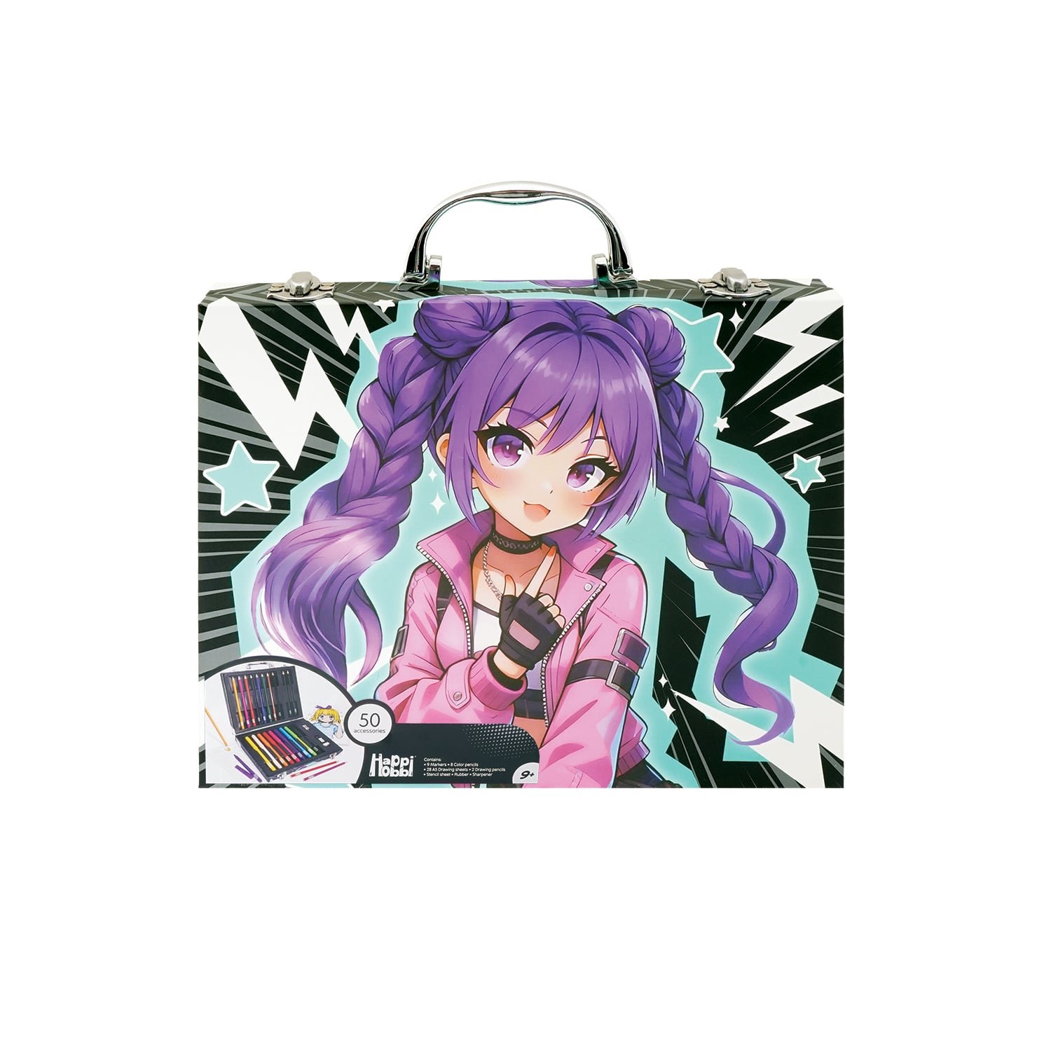 HappiHobbi Κασετίνα Ζωγραφικής Deluxe 50 Αξεσουάρ Manga Για 9+ Ετών