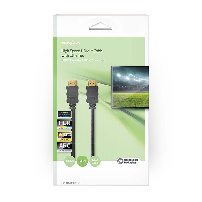 Καλώδιο High speed HDMI with Ethernet, HDMI αρσ. - HDMI αρσ., 5.00m. - NEDIS CVGB34060BK50 - Image 4