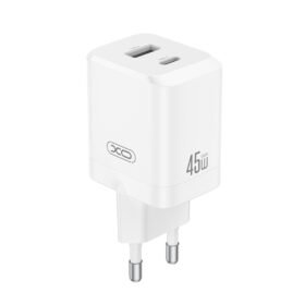 Universal φορτιστής GaN με 2 εξόδους 1xUSB-A & 1xUSB-C, PD45W σε λευκό χρώμα - XO CE36