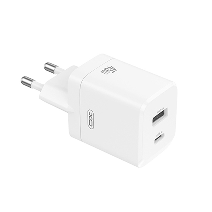 Universal φορτιστής GaN με 2 εξόδους 1xUSB-A & 1xUSB-C, PD45W σε λευκό χρώμα - XO CE36 - Image 2