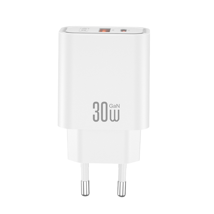 Universal φορτιστής GaN με 2 εξόδους 1xUSB-A & 1xUSB-C, PD30W σε λευκό χρώμα - XO CE42 - Image 2