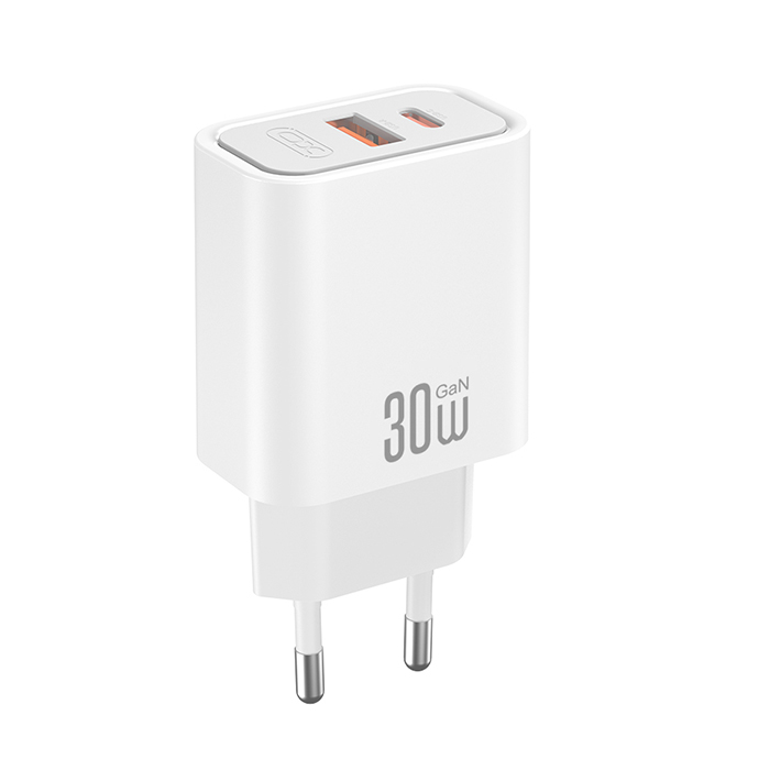Universal φορτιστής GaN με 2 εξόδους 1xUSB-A & 1xUSB-C, PD30W σε λευκό χρώμα - XO CE42 - Image 3