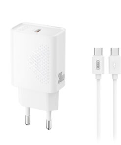 Universal φορτιστής USB-C, 30W με αποσπώμενο καλώδιο USB-type C αρσ. - USB-type C αρσ. σε λευκό χρώμα - XO L162 WITH TYPE-C CABLE
