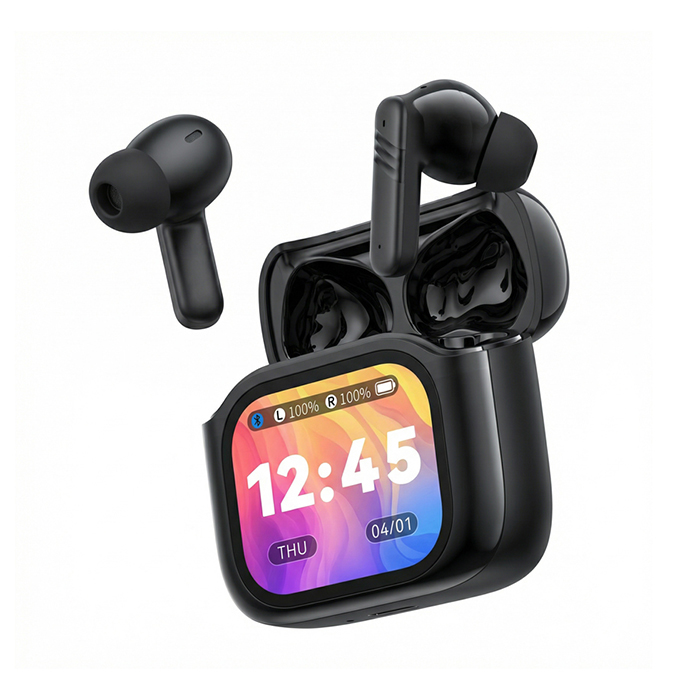 Bluetooth ακουστικά handsfree με τεχνολογία ακύρωσης θορύβου (ANC) και θήκη φόρτισης με οθόνη, σε μαύρο χρώμα - XO X50 - Image 2