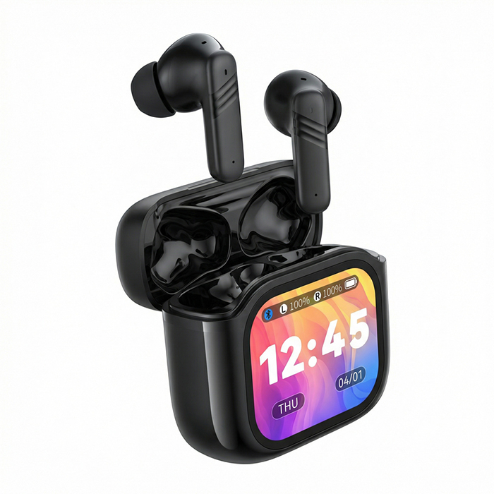 Bluetooth ακουστικά handsfree με τεχνολογία ακύρωσης θορύβου (ANC) και θήκη φόρτισης με οθόνη, σε μαύρο χρώμα - XO X50 - Image 3