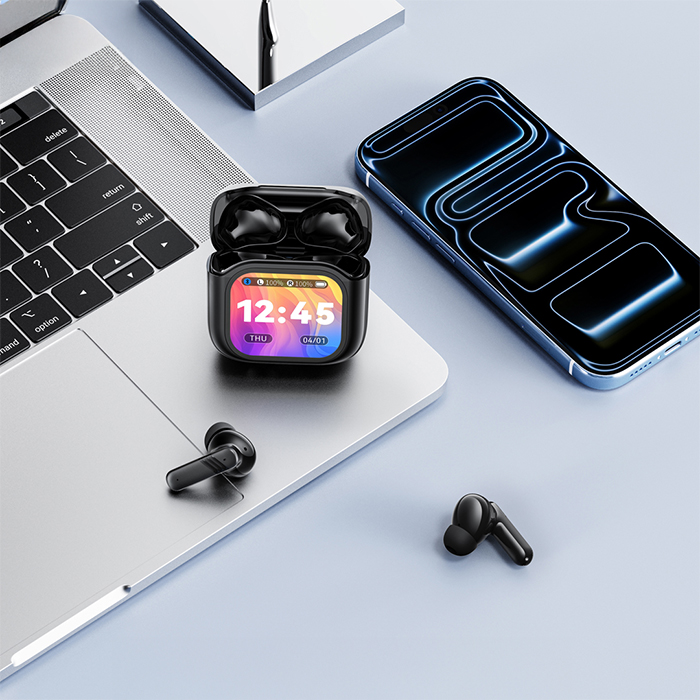 Bluetooth ακουστικά handsfree με τεχνολογία ακύρωσης θορύβου (ANC) και θήκη φόρτισης με οθόνη, σε μαύρο χρώμα - XO X50 - Image 4