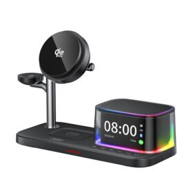 Charging Station για κινητό, smartwatch και ακουστικά με ηχείο και ρολόι, 25W - XO CX045 ΜΑΥΡΟ