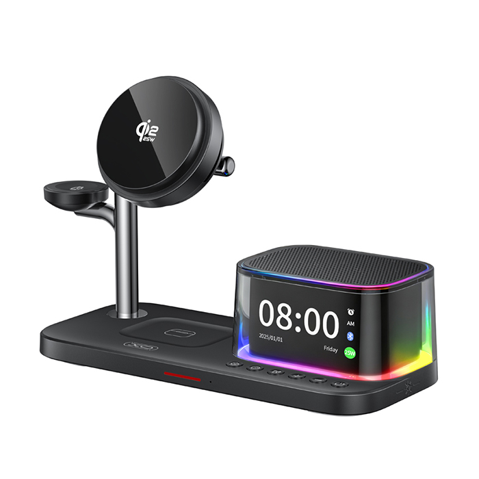 Charging Station για κινητό, smartwatch και ακουστικά με ηχείο και ρολόι, 25W - XO CX045