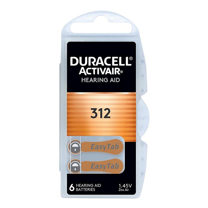 Μπαταρία ακουστικών βαρηκοΐας Duracell ActivAir 312 1.45V, σε blister 6 μπαταριών. - DURACELL 312