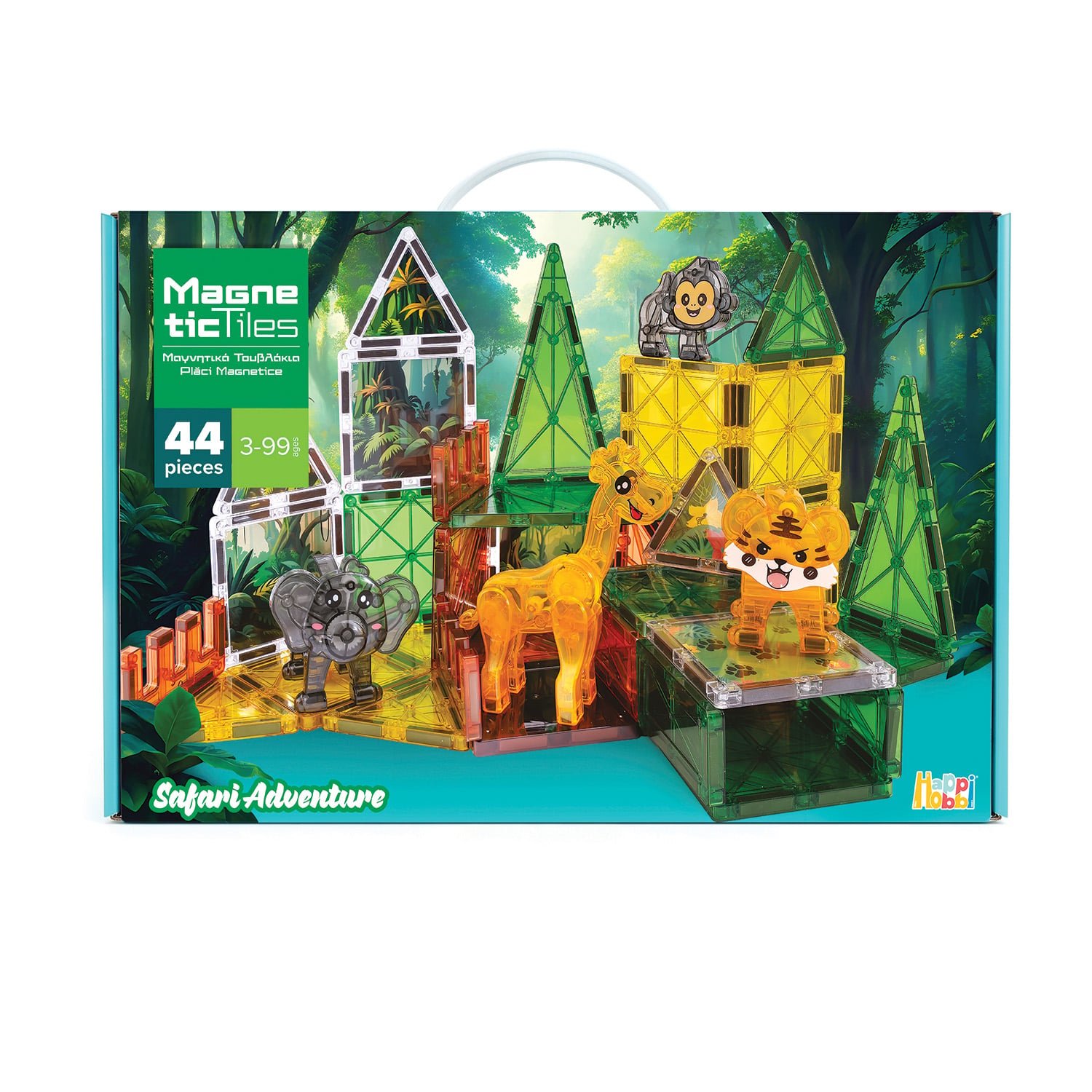 HappiHobbi Μαγνητικά Τουβλάκια Safari Adventure 44 τμχ Για 3+ Ετών