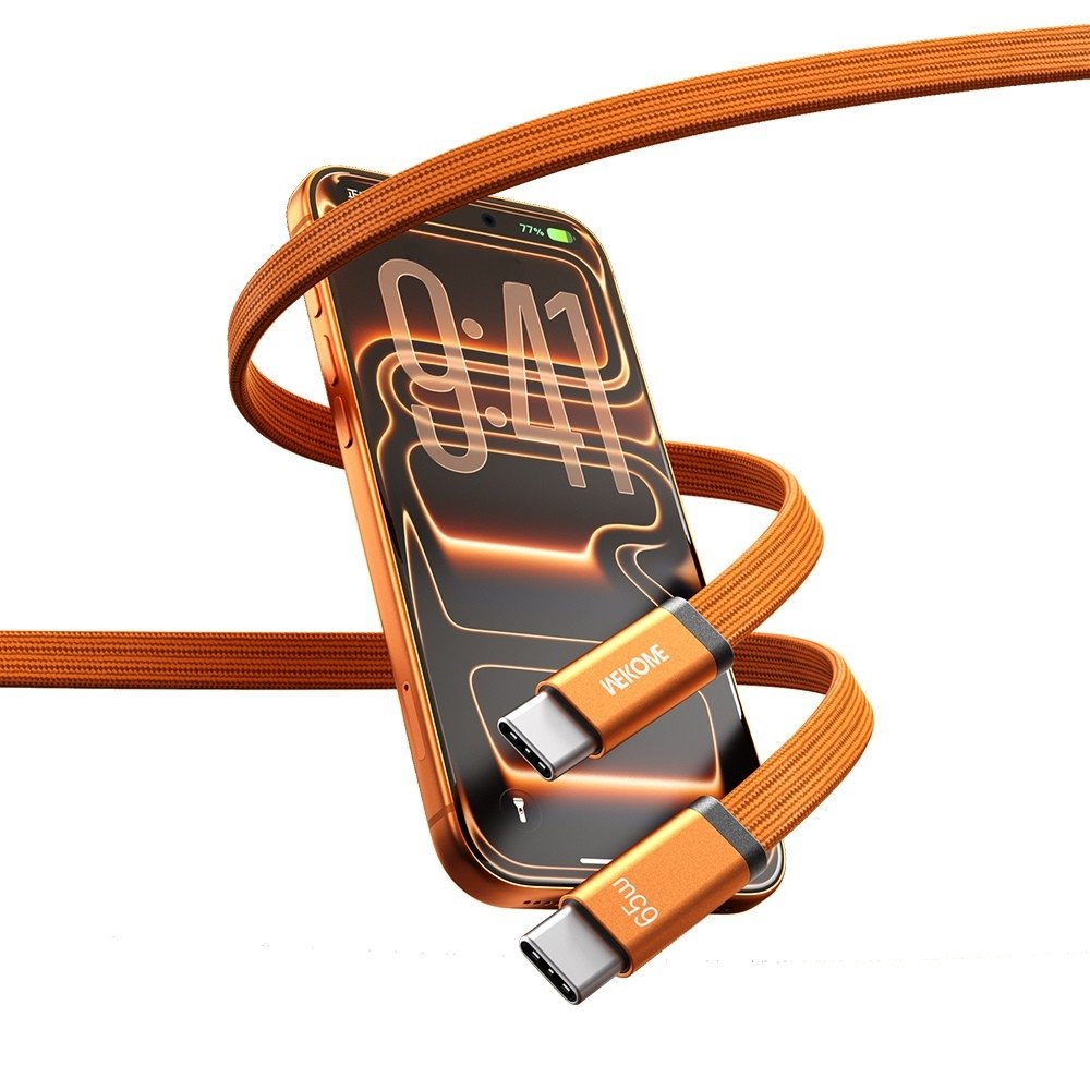 Καλώδιο Φόρτισης WK WDC-C16 USB-C σε USB-C PD 65W 1.2m Πορτοκαλί - Image 3