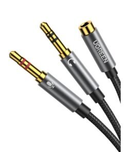 Καλώδιο Ήχου 2x3.5mm σε 3.5mm M/F UGREEN AV140 20899 0.2m Μαύρο