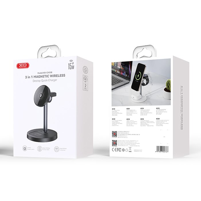 Charging station για κινητό, smartwatch και ακουστικά σε μαύρο χρώμα - XO CX038 BLACK COLOR - Image 4