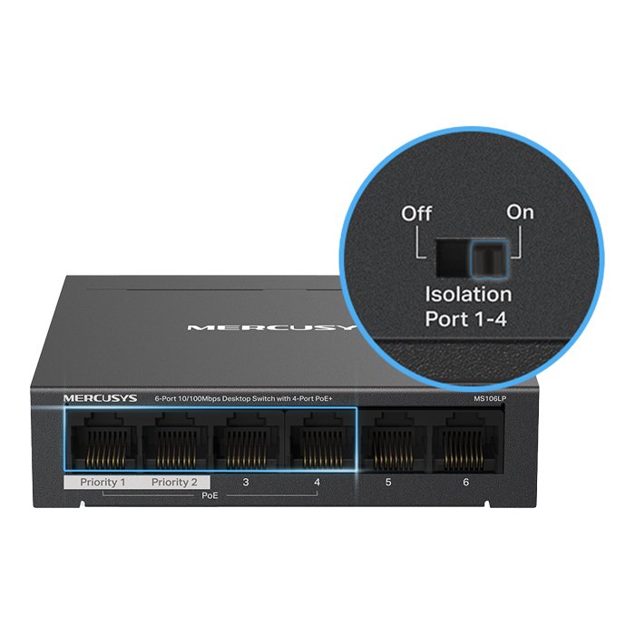 6-Port 10/100Mbps desktop switch με 4 θύρες PoE+ - MERCUSYS MS106LP - Image 4