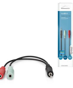 Καλώδιο ήχου Stereo 3.5mm αρσ. - 2x 3.5mm θηλ. 0.20m, σε ανθρακί χρώμα. - NEDIS CAGB22150BK02